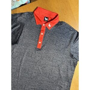 GOATED Cement Black Polo 2XL Elephant Print EXOD 20:3 Golf Stretch Performance